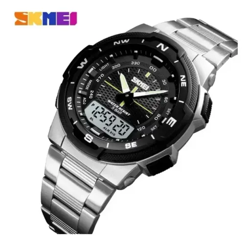 Relógio Masculino Skmei 1370 Digital Aço Esporte Luxo