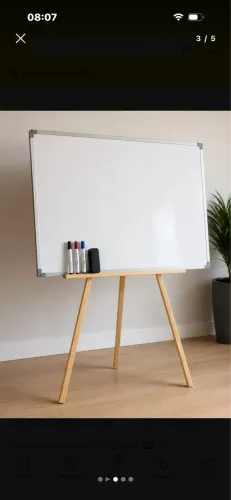 Lousa mural Branco 90x60 com Tripé 4 Canetas