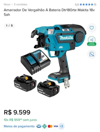 Armadora de Vergalhão Makita DTR180 semi-novo, 2 baterias + carregador e maleta?