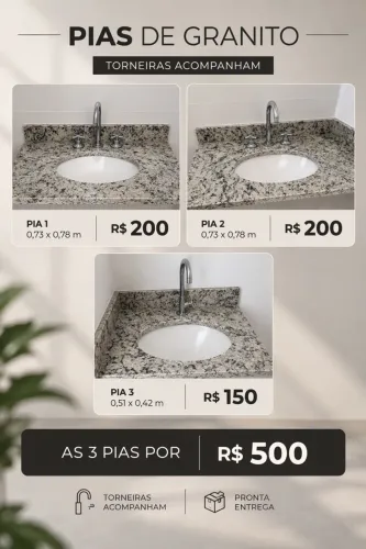 Lavatórios em Granito para banheiros 