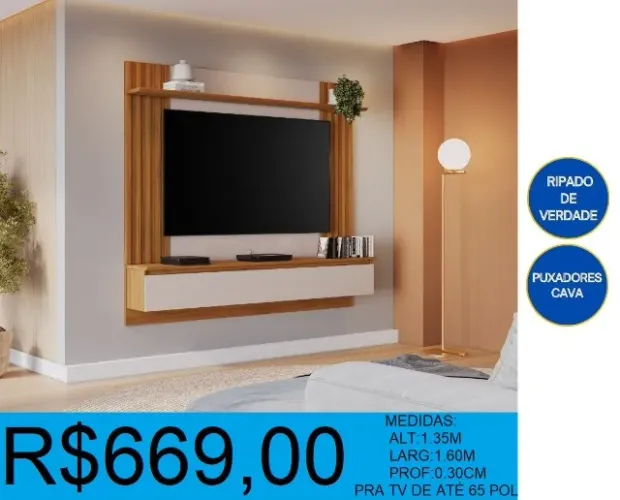 Painel c/ ripado autêntico alt:1,35m larg:1,60m - frete grátis!