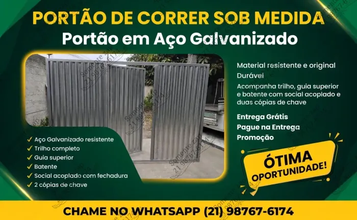 Portão garagem galvanizado.  Promoção entrega grátis e pague na entrega medida 2,15x3,22