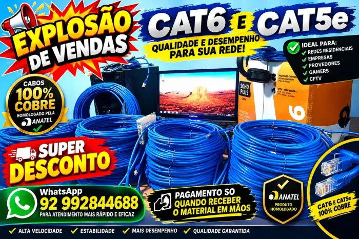 CABO DE REDE INTERNET CAT6 ( 24 HORAS ) 5M 10M 15M 20M 25M 30M 35M 40M 50M 60M 70M 80M
