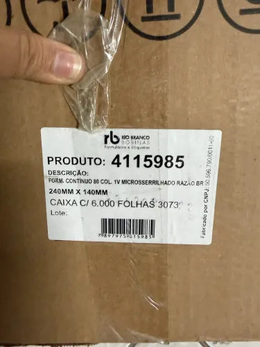 Formulário contínuo razão 1via