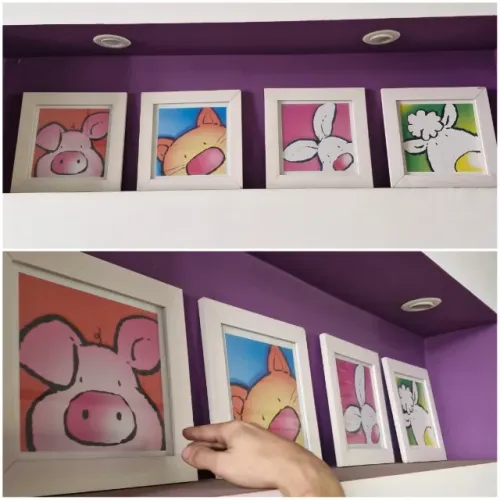 Quadros decorativos de diversos formatos molduras e artes
