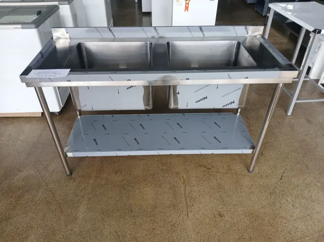 Mesa Inox 150x60 Com 2 Cubas Pia