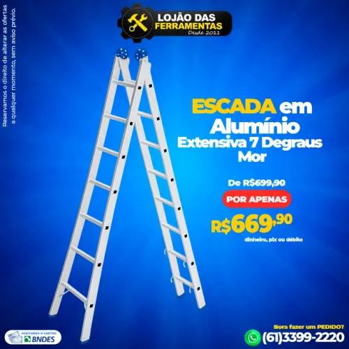 Escada Extensiva 7 Degraus em Aluminio Mor