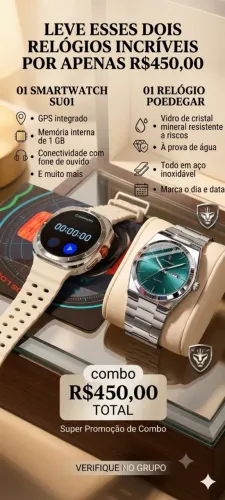 01 smartwatch SU01 da micrower + 01 relógio podegar 