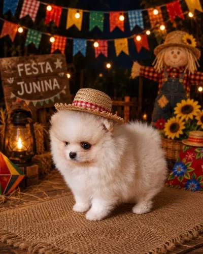 Cachorro Lulu da para festas do seu arraial e muito amor