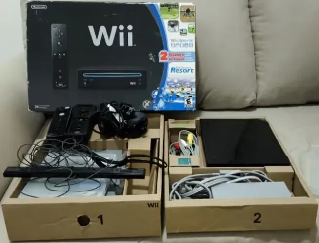 ? Nintendo Wii Black Completo Original - Caixa, Manuais e Controle Extra!!!