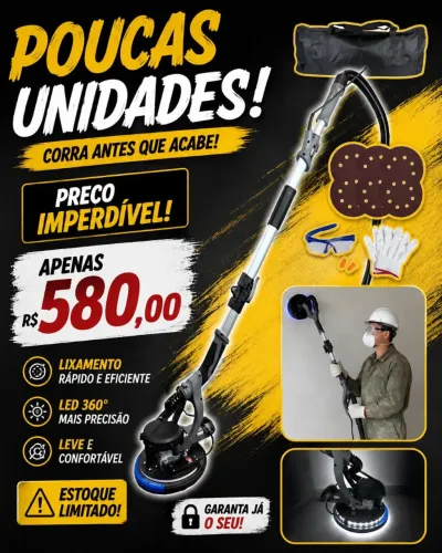 ? Lixadeira de teto com LED, leve e potente. Apenas R$ 580 à vista. Poucas unidades! ?