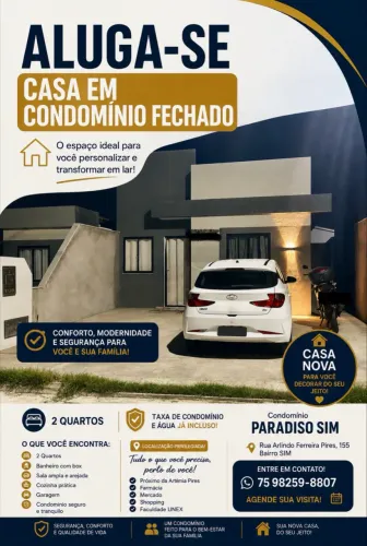 Alugo casa no condomínio Paradiso sim