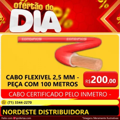CABO FLEXIVEL 2,5 MM COM INMETRO TODAS AS CORES - CABINHO FLEXIVEL 2,5 MM - INMETRO