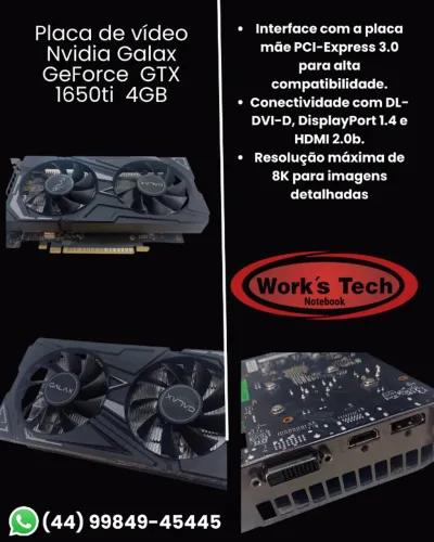 Placa de Vídeo Nvidia Geforce Galax GTX 1650ti 4GB e 8K