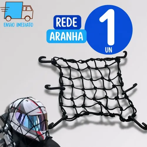 Rede Aranha Elástico Para Capacete e Carga 30x30cm Moto