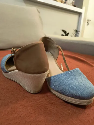 Sapato Anabela Jeans e Nude - Nº 36 