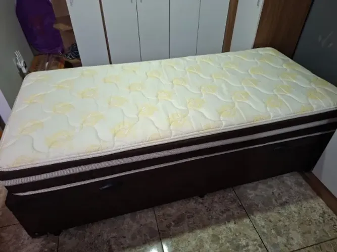 Cama Solteiro Baú com Colchão