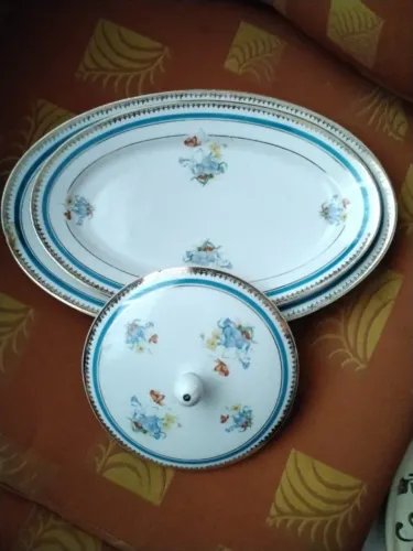 3 peças porcelana São João recife conjunto de travessa e tampa