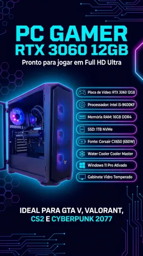 PC Gamer Intel i5-9600KF + RTX 3060 12GB | 16GB RAM | SSD 1TB