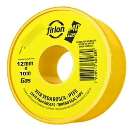 Fita Veda Rosca Md Gás Firlon 12mm X 10m P T F E