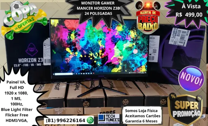 Monitor Gamer e Office 24 Polegadas - HDMI e VGA - Full HD 1920 x 1080-(Novo com Garantia)