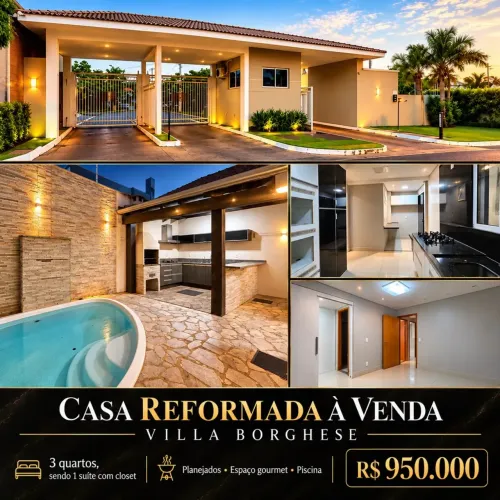 Sobrado com 3 quartos á venda, condomínio Villa Borguese - Ribeirão do Lipa - Cuiabá-MT