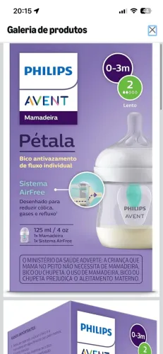 Mamadeira Philips Avent Pétala 3.0