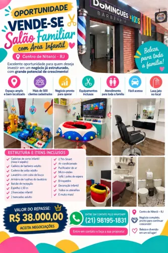 PASSO PONTO - Porteira fechada - Barbearia família com espaço Kids - Centro Niterói - RJ