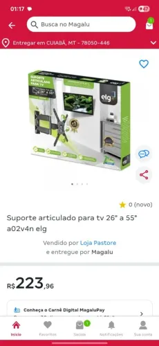 Suporte articulado para tv Elg universal de 26' a 55'<br>R$ 130,00