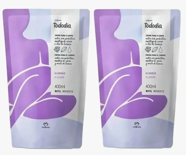 Kit Refil Creme Hidratante Tododia Algodão 2 X 400ml