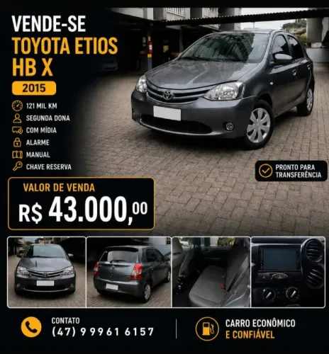 Toyota Etios X 1.3 Flex 16V 5P Mec. 2015