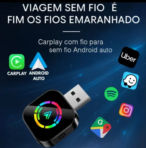Adaptador Autocarlplay Substitui o uso de cabo em seu veiculo.