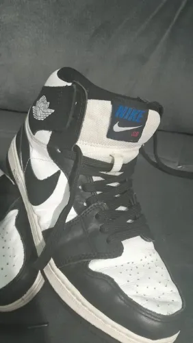 Tenis Cano Alto Estilo Air Jordan 1 Réplica Preto e Branco Tam 37