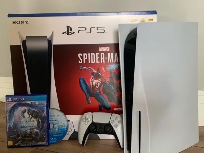 *DESCRIÇÃO* Console PS5 Fat + [brinde] Jogo Monster hunter world/ MHW: iceborne (MASTER)