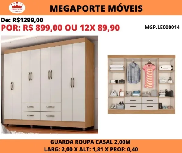 GUARDA ROUPA 8 PORTAS CASAL