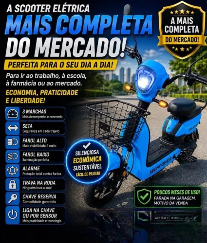 Bicicleta Elétrica WeHawk Basket WX-03 - Apenas 15 km Rodados - Estado de Nova