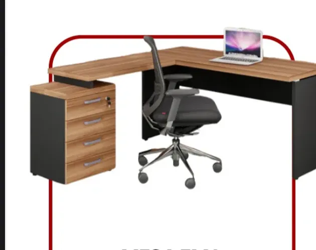 mesa em l com armário 