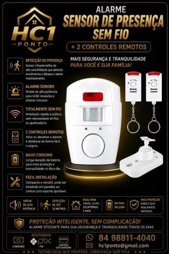 Sensor de alarme sem fio com controle