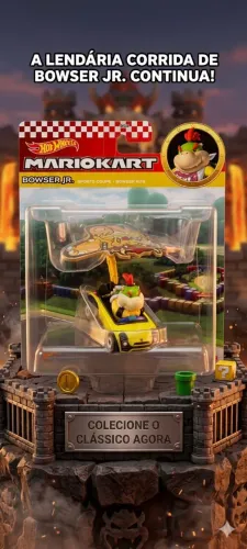 Carrinho Hot Wheels Mario Kart - Bowser Jr. Sports Coupe c/ Planador