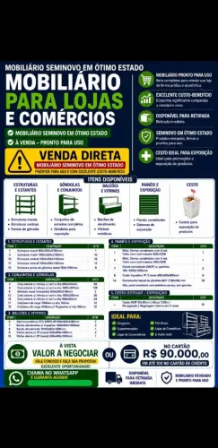 MOBILIÁRIO em ótimo estado de conservação, para lojas e comércios