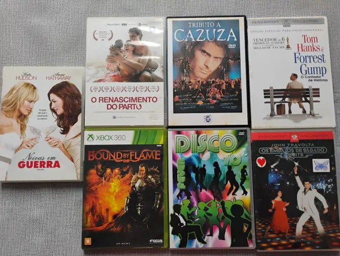 Lote com 6 DVDs Diversos (Filmes, Shows, Doc) + 1 Jogo Xbox 360 Bound by Flame