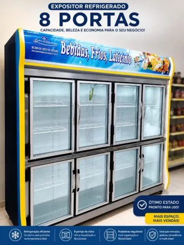 EXPOSITOR REFRIGERADO DE 8 PORTAS