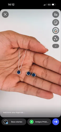 Conjunto Feminino Prata 925 Zircônia Azul