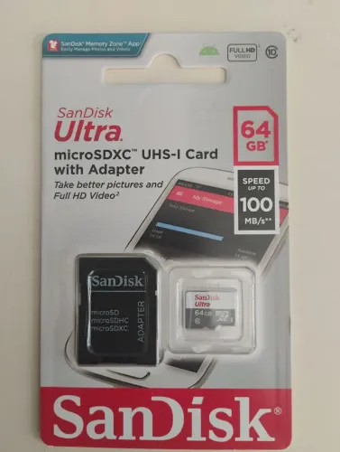 Cartão 64 GB de memória San Disk Ultra (Original) Aceito Cartão de crédito.