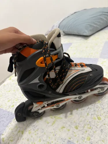 Patins Infantil Inline Bel Sports Preto e Laranja - Ajustável