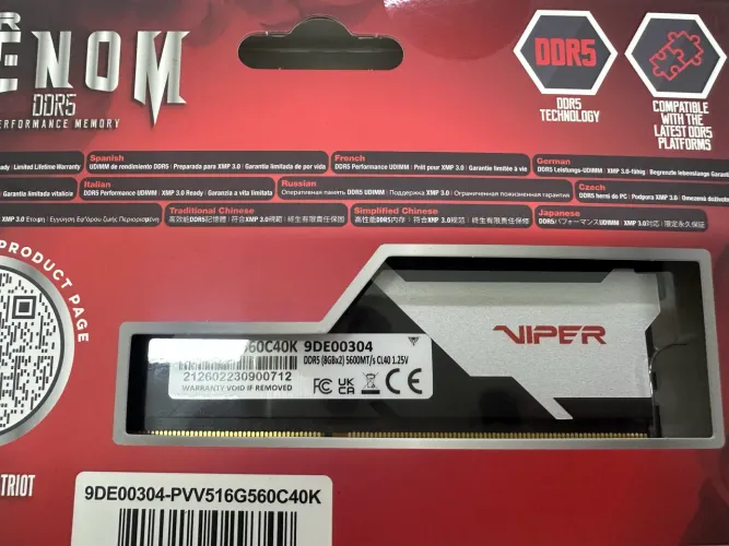 Memória 8gb Patriot Viper gaming 5600mhz DDR5