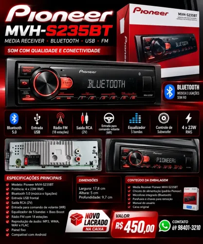 Aparelho de som Pioneer novo
