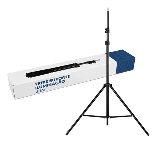 Tripé Para Ring Light Iluminação Led Selfie Até 2,1 Metros Preto