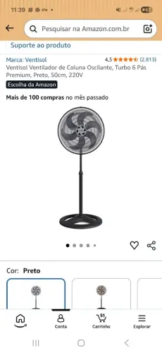 VENTILADOR VENTISOL DE COLUNA OSCILANTE, TURBO, 6 PÁS