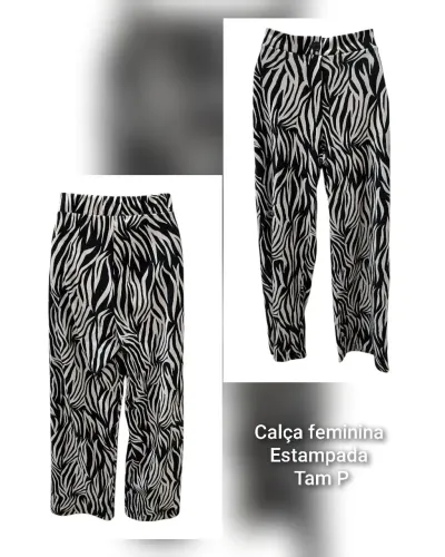 Calça feminina alfaiataria estampada